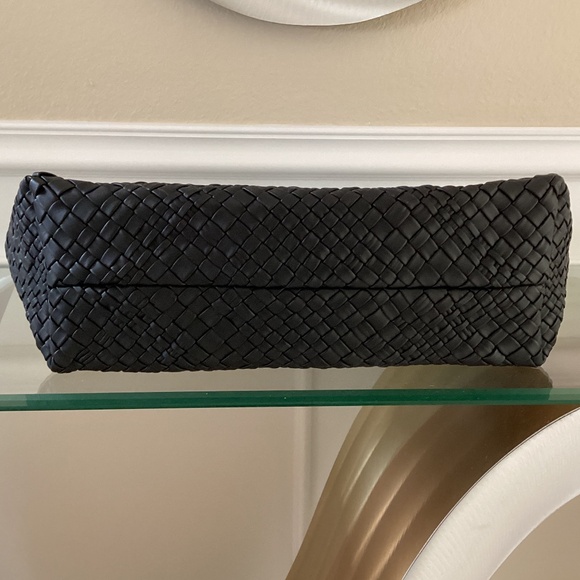 Falor Italy Handmade Black Woven Leather Large Shoulder Hobo Bag Magnetic Close - Picture 9 of 16